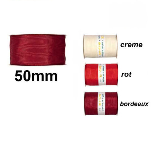 Dekoband Dekoseide Taft mit Moire Tischband 50mm 25m Hochzeit Feier Schleife