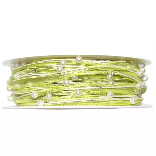 15m Dekoband Schleifenband Geschenkband Organza Perlen Schnur Kordel Perlenkordel 