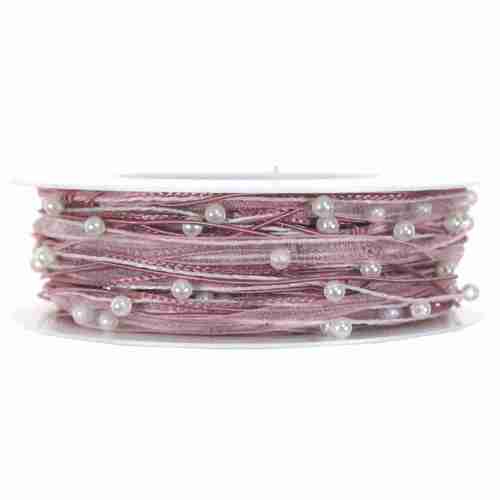 15m Dekoband Schleifenband Geschenkband Organza Perlen Schnur Kordel Perlenkordel 