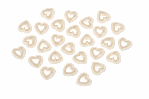 Streudeko Herzen Kunststoff Perlmutt creme 100 St�ck 12mm Hochzeit Tischdeko