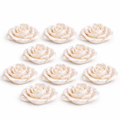 10 Streubl�ten D5cm H2cm Rose perlmutt glanz Streudeko Tischdeko Rosenkopf Streu