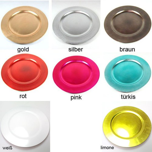 Dekoteller 28cm rund Teller Platzteller Poly mit 4cm Rand used look wiederverwendbar