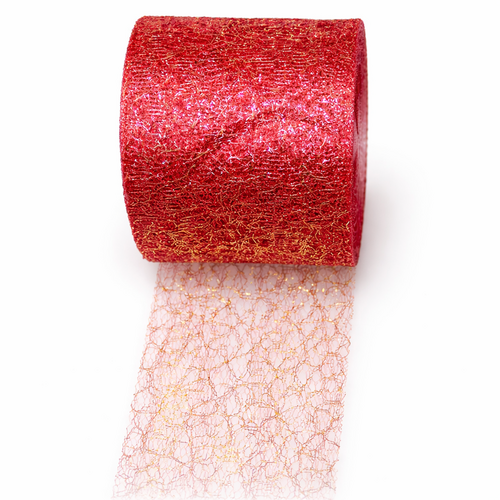 25 m Spidert�ll Dekoband 70 mm - Glitzer Schleifenband & Netzband f�r Geschenk, Floristik & Dekoration 