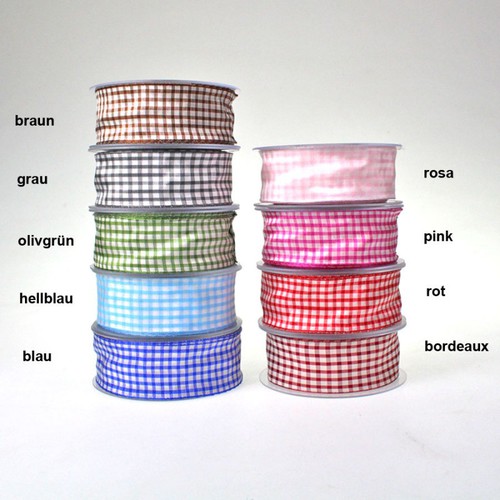 25m Dekoband kariert 40mm Antennenband Schleifenband Geschenkband Band Karo