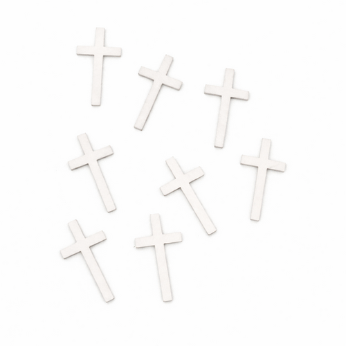 8 x Streudeko Holzkreuz 4,3 cm - Tischdeko f�r Taufe, Kommunion, Konfirmation & kirchliche Feiern 