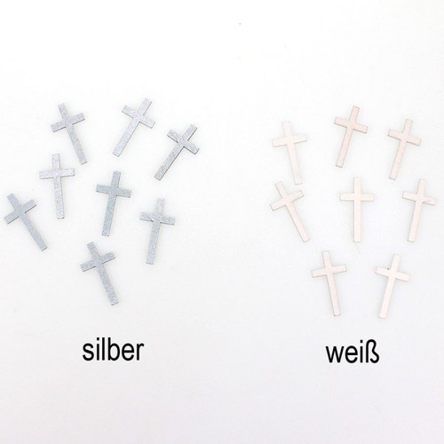 8 Holz Kreuze 4,3cm Streukreuze Streuteile Kommunion Konfirmation Taufe Holzkreuze