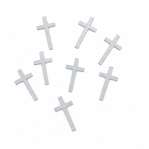 8 x Streudeko Holzkreuz 4,3 cm - Tischdeko f�r Taufe, Kommunion, Konfirmation & kirchliche Feiern 