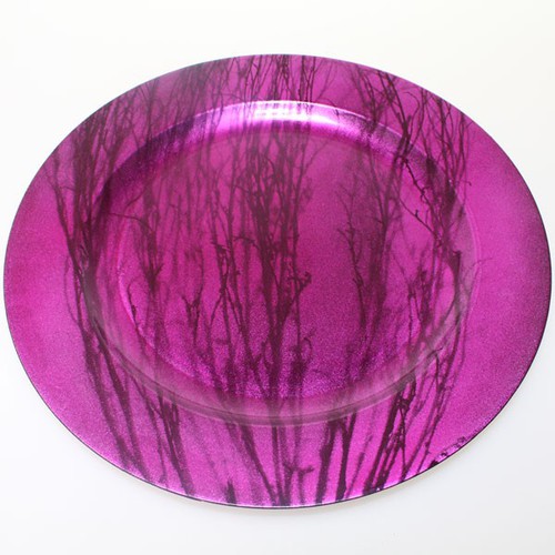 Dekoteller 28cm Teller Platzteller Kunststoff rund Rand gemustert used look wiederverwendbar 