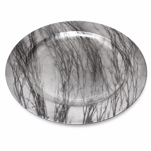Dekoteller  28 cm Platzteller Kunststoff rund mit Rand Naturmuster Used Look 