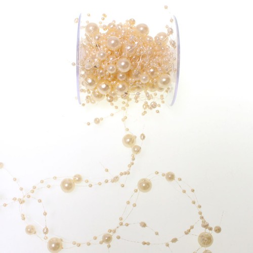 Perlengirlande Perlenkette Perlenschnur verschieden gro�e Perlen L 4m 400cm Hochzeit 