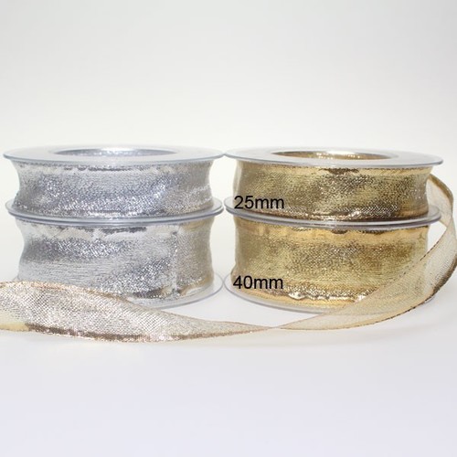 Dekoband Flitter Lurex Glitzerband Schleifenband Geschenkband 25mm 20m Weihnacht