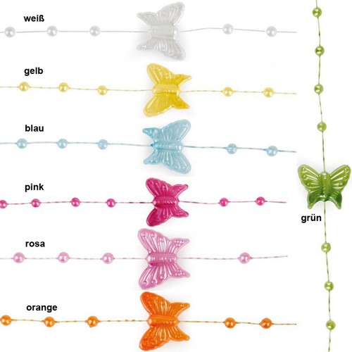 5m Perlengirlande Perlenkette Perlen Schmetterling Acryl Nylonband  Hochzeit