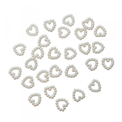 385 Perlenherzen offen Herz Perlen Streudeko creme ca. 1cm Tischdeko Hochzeit