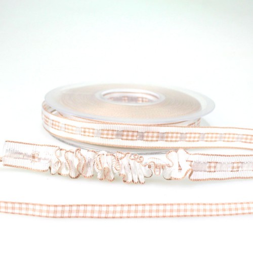 20m R�schenband 15mm Schleifenband Dekoband kariert Borte R�sche Falten crash 