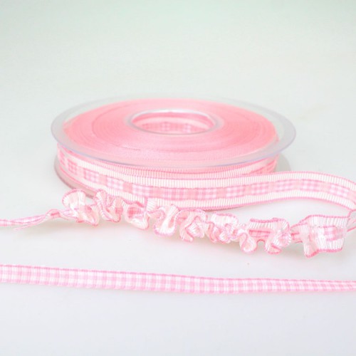 20m R�schenband 15mm Schleifenband Dekoband kariert Borte R�sche Falten crash 