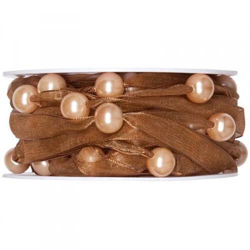 10m Dekoband Organza Perlen Schleifenband Geschenkband Perlenband Girlande 