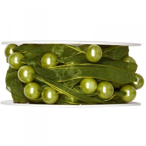 10m Dekoband Organza Perlen Schleifenband Geschenkband Perlenband Girlande 