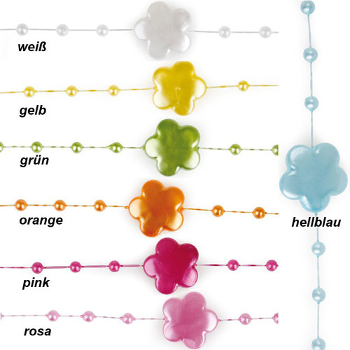 5m Perlengirlande Perlenkette Perlen Bl�ten Acryl Nylonband Hochzeit Schnur Band