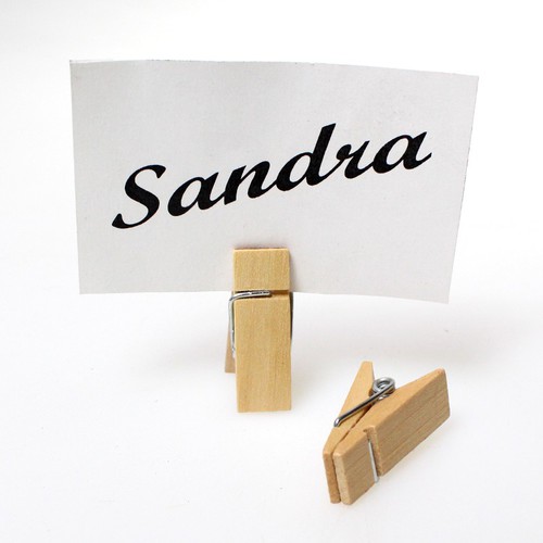 36 Tischkartenhalter Holz Klammern L3,5cm Zwicker Platzkarten W�scheklammern 