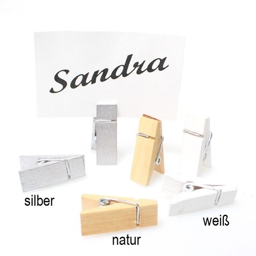 36 Tischkartenhalter Holz Klammern L3,5cm Zwicker Platzkarten W�scheklammern