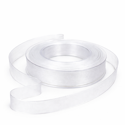 Chiffon Organza Dekoband mit Drahtkante 25 mm breit 20 m auf Rolle 