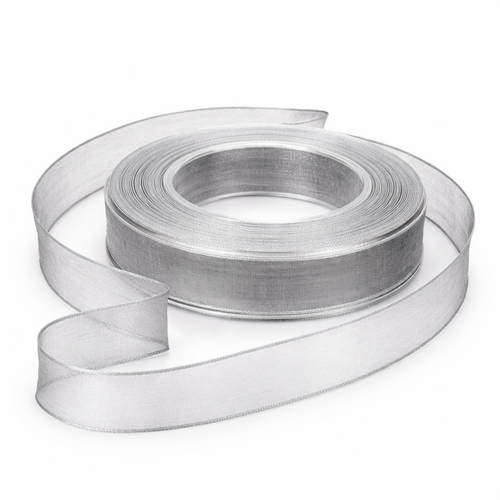 Chiffon Organza Dekoband mit Drahtkante 25 mm breit 20 m auf Rolle 