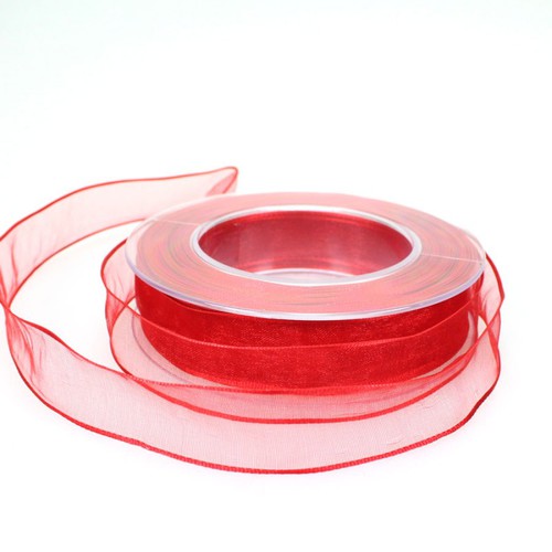 20m Dekoband Chiffon Organza mit Drahtkante 25mm breit 