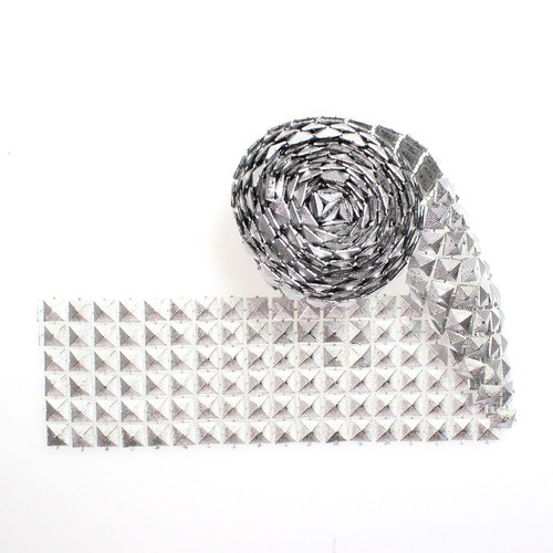 1,8m Strassband 5cm silber Pailettenband 6-reihig Pyramidenform Dekoband