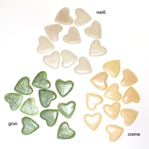 10 Herzen 22mm Herz Acryl Perlmutteffekt Streuteile Deko Hochzeit Tischdeko