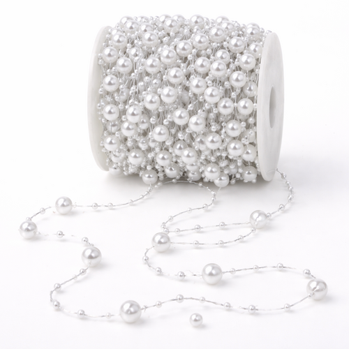 Perlendraht silber 30m Perlengirlande Perlenband Hochzeit Deko Draht 3mm 8mm 