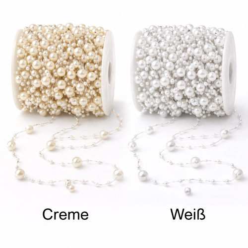 Perlendraht silber 30m Perlengirlande Perlenband Hochzeit Deko Draht 3mm 8mm