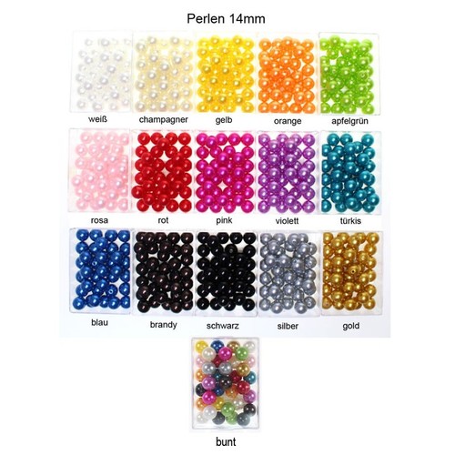 35 Kunstperlen 14mm Perlen Wachsperlen Dekoperlen Bastelperlen Loch Kunststoff
