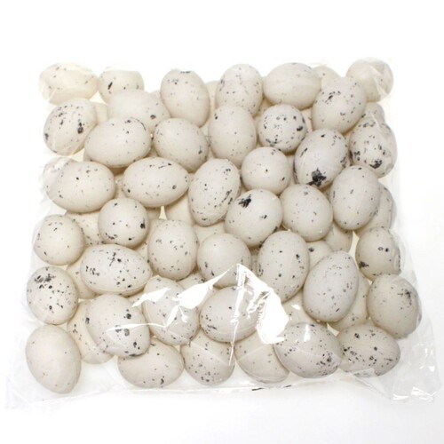 72 Eier ca. 4cm Kunststoff Kiebitzeier wei� gesprenktelt Ostereier Wachteleier
