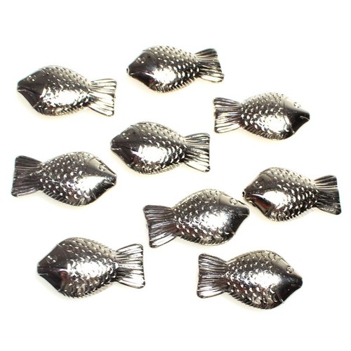 85 Fische metallic silber 3,5cm mit Loch Streudeko Tischdeko Taufe Kommunion