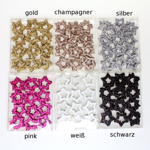 48 Streusterne offen Streudeko Sterne Dekosterne flach 3,5cm Glitter Glitzer Weihnachten