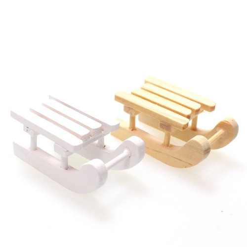 12 Deko Schlitten Holz mini 3,7cm Minischlitten Weihnachtsschlitten