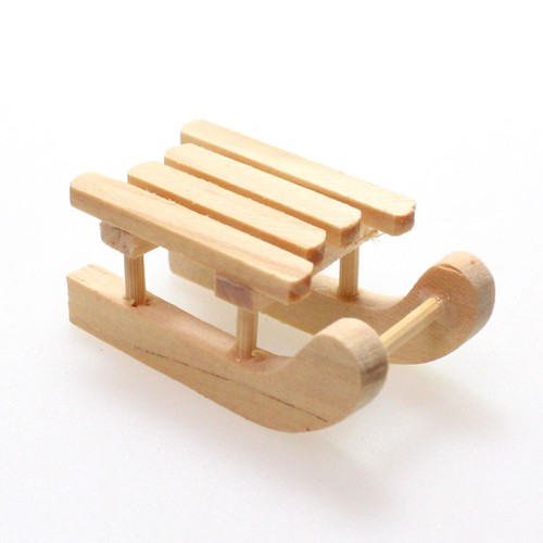 12 Deko Schlitten Holz mini 3,7cm Minischlitten Weihnachtsschlitten 