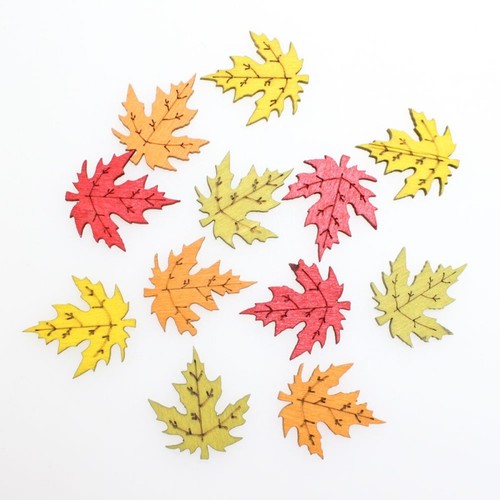 72 Herbstbl�tter Streuteile Holz 4 Farben ca.2,5cm Herbstlaub Herbst Bl�tter