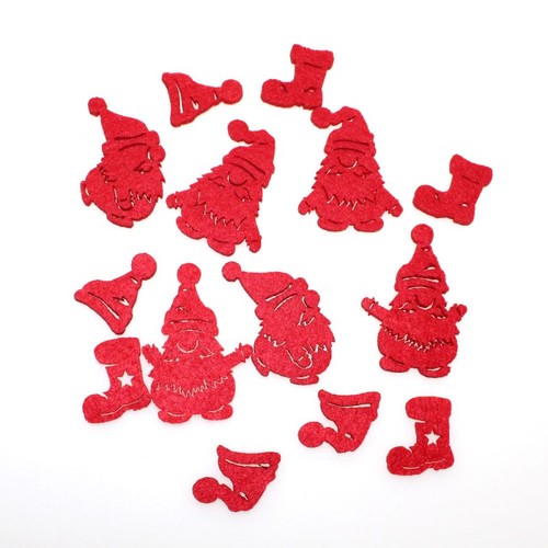 14 Streuteile Wichtel Stiefel M�tze Filz rot 7-fach sortiert 2,5-5,5cm Streudeko