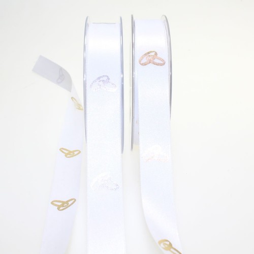 25m Satinband wei� 25mm breit mit Aufdruck Eheringe