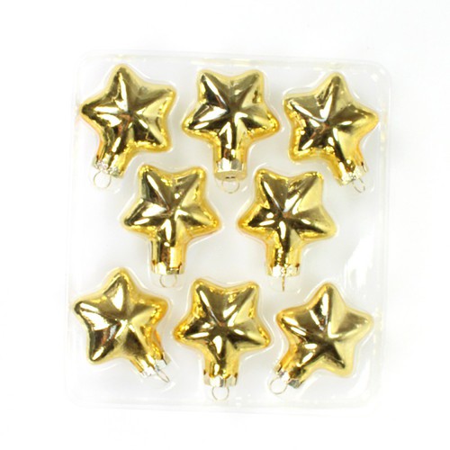 8 Sterne Glas Christbaumkugel 4cm gold Weihnachtskugel Kugel Baumschmuck Weihnachten