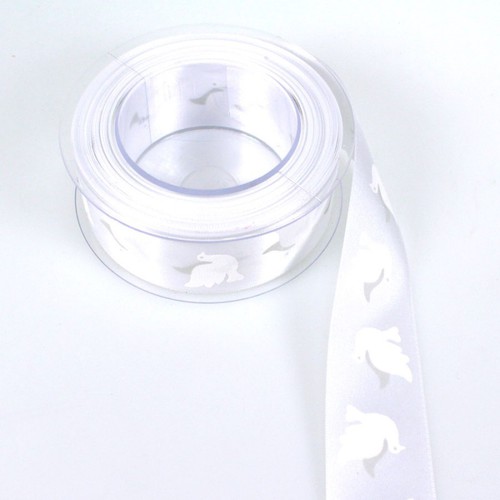 20m Dekoband Satin Taube 40mm breit Kommunion Firmung Glaube Frieden 