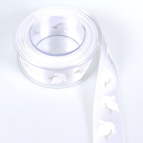 20m Dekoband Satin Taube 40mm breit Kommunion Firmung Glaube Frieden 