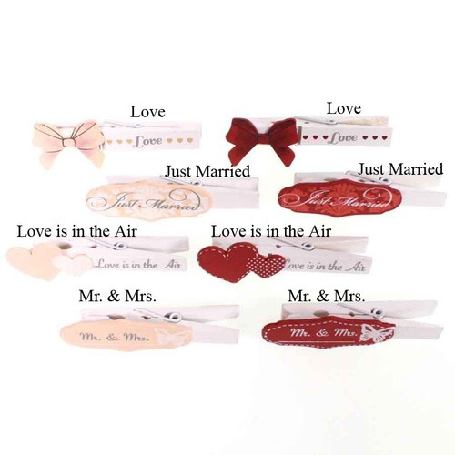 8 Zwicker 7cm W�scheklammer Holz Deko Klammmer Tischkartenhalter Hochzeit Spruch