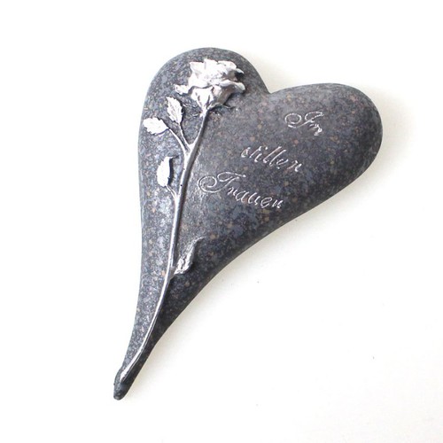 Trauerherz Gedenkherz Grabherz Fenja anthrazit ca.10x6,5x1,5cm Grabschmuck Herz