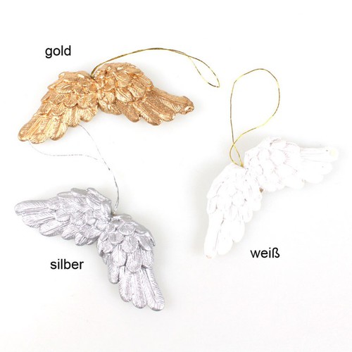 18 Engelsfl�gel Engel Fl�gel H�nger 3x7cm Polyresin Weihnachtsbaum Winter Deko