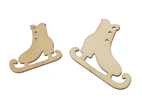 36 Schlittschuhe Holz natur 3,5cm Streuteile Deko Winter Advent Weihnachten Skates