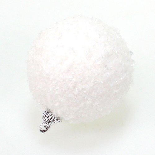 24 Weihnachtskugeln 60mm wei� Schneeball H�nger Baumschmuck Christbaumkugeln