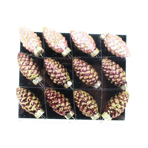 12 Glaszapfen Tannenzapfen Glas 5,2cm Christbaum Weihnachten Baumschmuck Zapfen