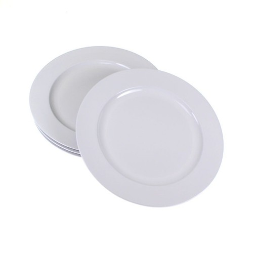 4 Teller mit Rand rund  25cm Poly wei� Dekoteller Platzteller Unterteller wiederverwendbar